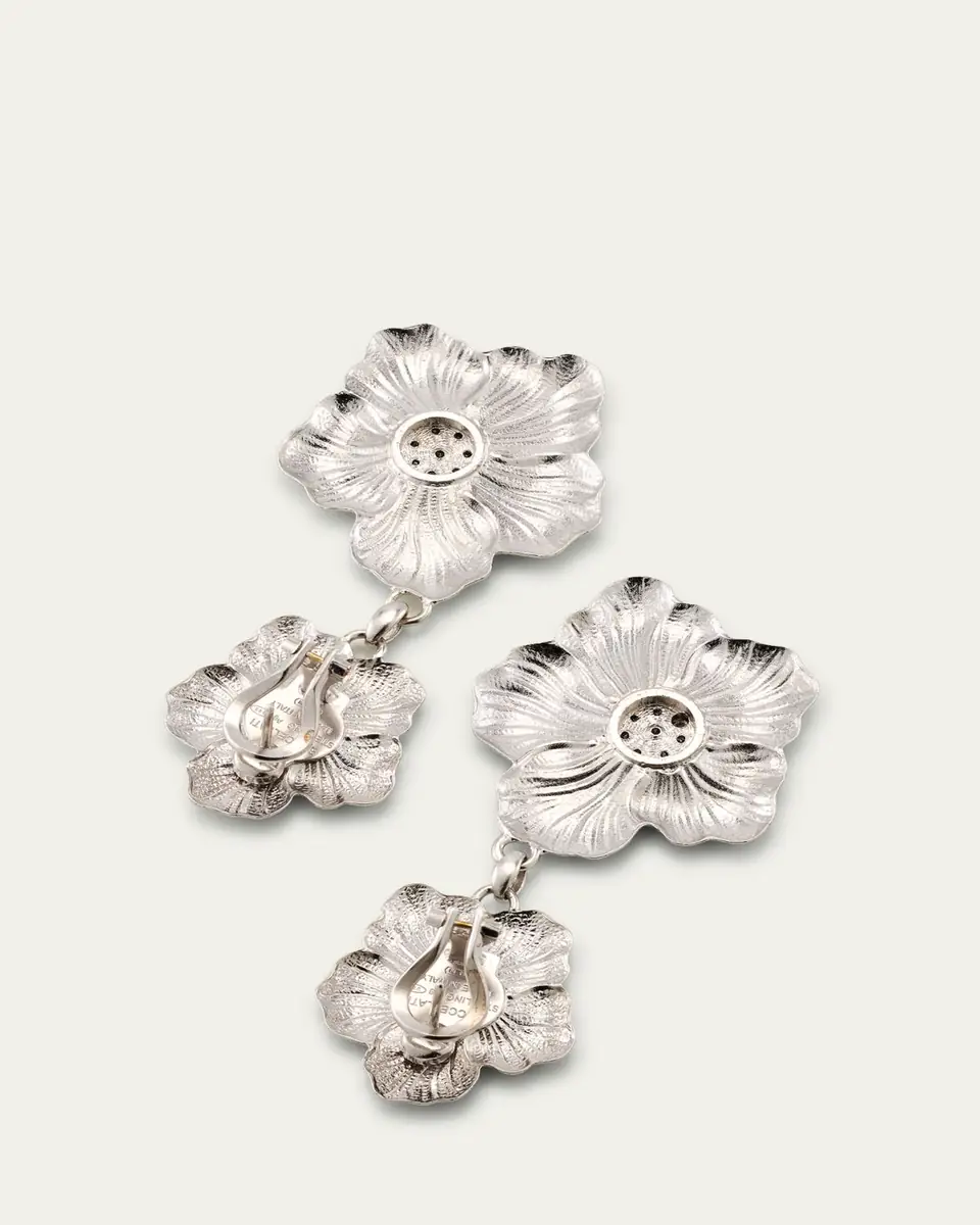 Buccellati Blossoms Gardenia Sterling Silver and 18K Yellow Gold Pendant Earrings, 8.5cm | Thumbnail 4 Buccellati Blossoms Gardenia Sterling Silver and 18K Yellow Gold Pendant Earrings, 8.5cm | Thumbnail 4