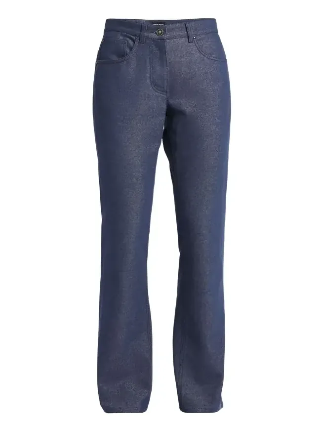 Bootleg Denim Jeans with Logo Embroidery Bootleg Denim Jeans with Logo Embroidery