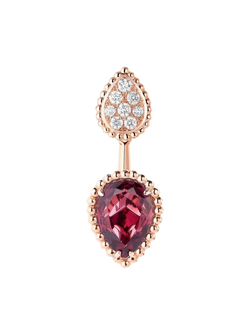 18K Pink Gold Serpent Boheme Rhodolite and Diamond Pave Earring, Single