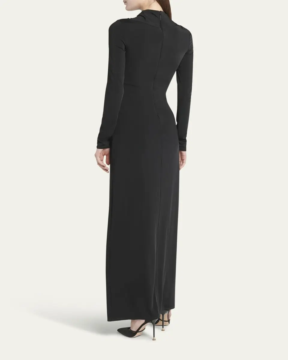 Giorgio Armani Jersey Column Gown with Beaded Floral Hip Detail | Thumbnail 3 Giorgio Armani Jersey Column Gown with Beaded Floral Hip Detail | Thumbnail 3