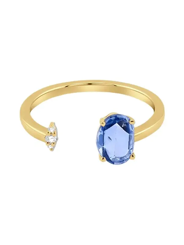 14K Blue Sapphire and Diamond Ring