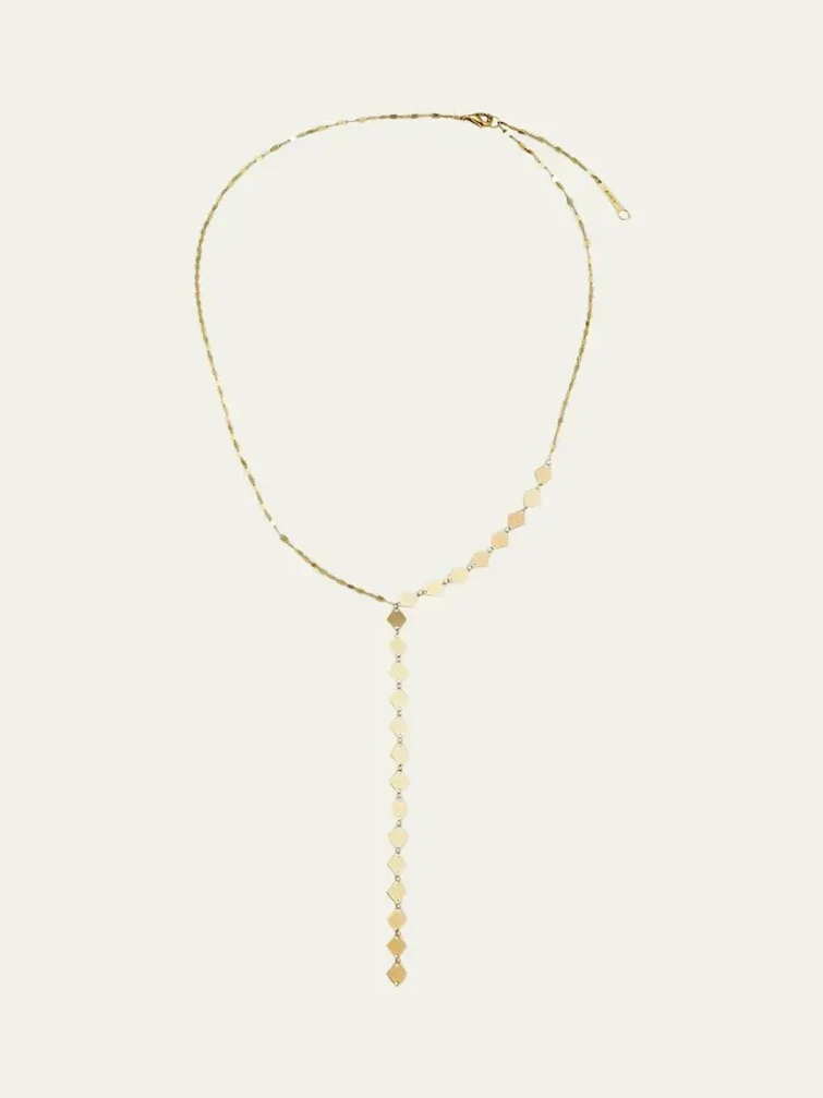 14K Yellow Gold Laser Kite Blake Chain Remix Lariat Necklace, 18"L