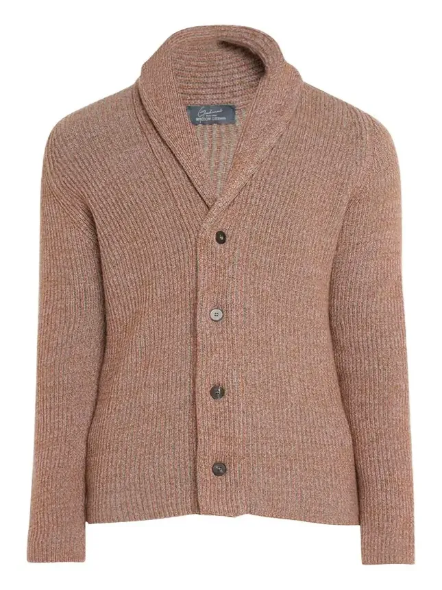 Men's Cashmere Tricolor Rib Cardigan Sweater Men's Cashmere Tricolor Rib Cardigan Sweater
