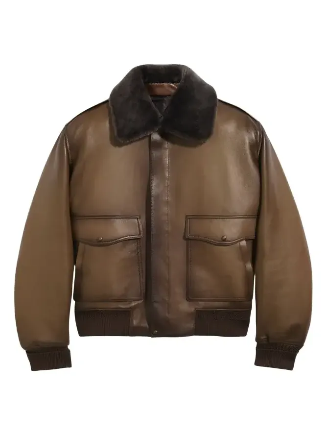 Berluti Men's Leather & Shearling Collar Bomber Jacket