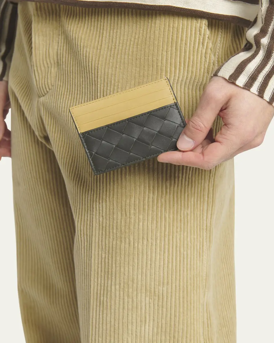 Bottega Veneta Men's Bicolor Intrecciato Leather Card Holder | Thumbnail 2 Bottega Veneta Men's Bicolor Intrecciato Leather Card Holder | Thumbnail 2