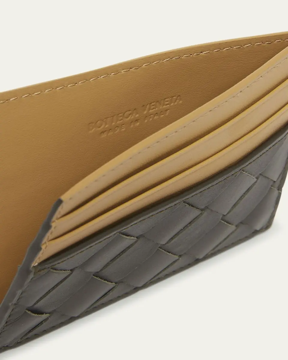 Bottega Veneta Men's Bicolor Intrecciato Leather Card Holder | Thumbnail 3 Bottega Veneta Men's Bicolor Intrecciato Leather Card Holder | Thumbnail 3