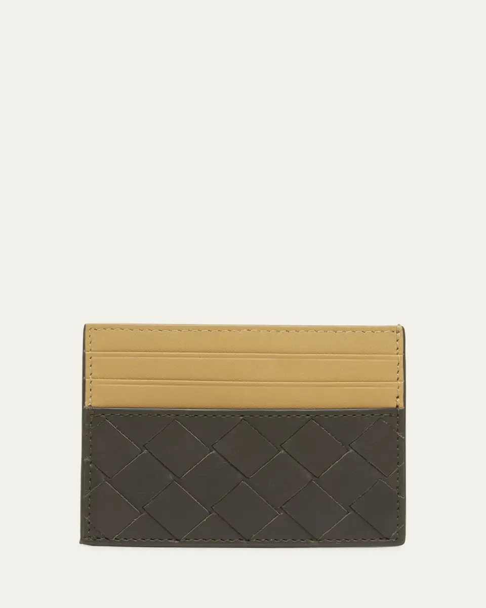 Bottega Veneta Men's Bicolor Intrecciato Leather Card Holder | Thumbnail 4 Bottega Veneta Men's Bicolor Intrecciato Leather Card Holder | Thumbnail 4