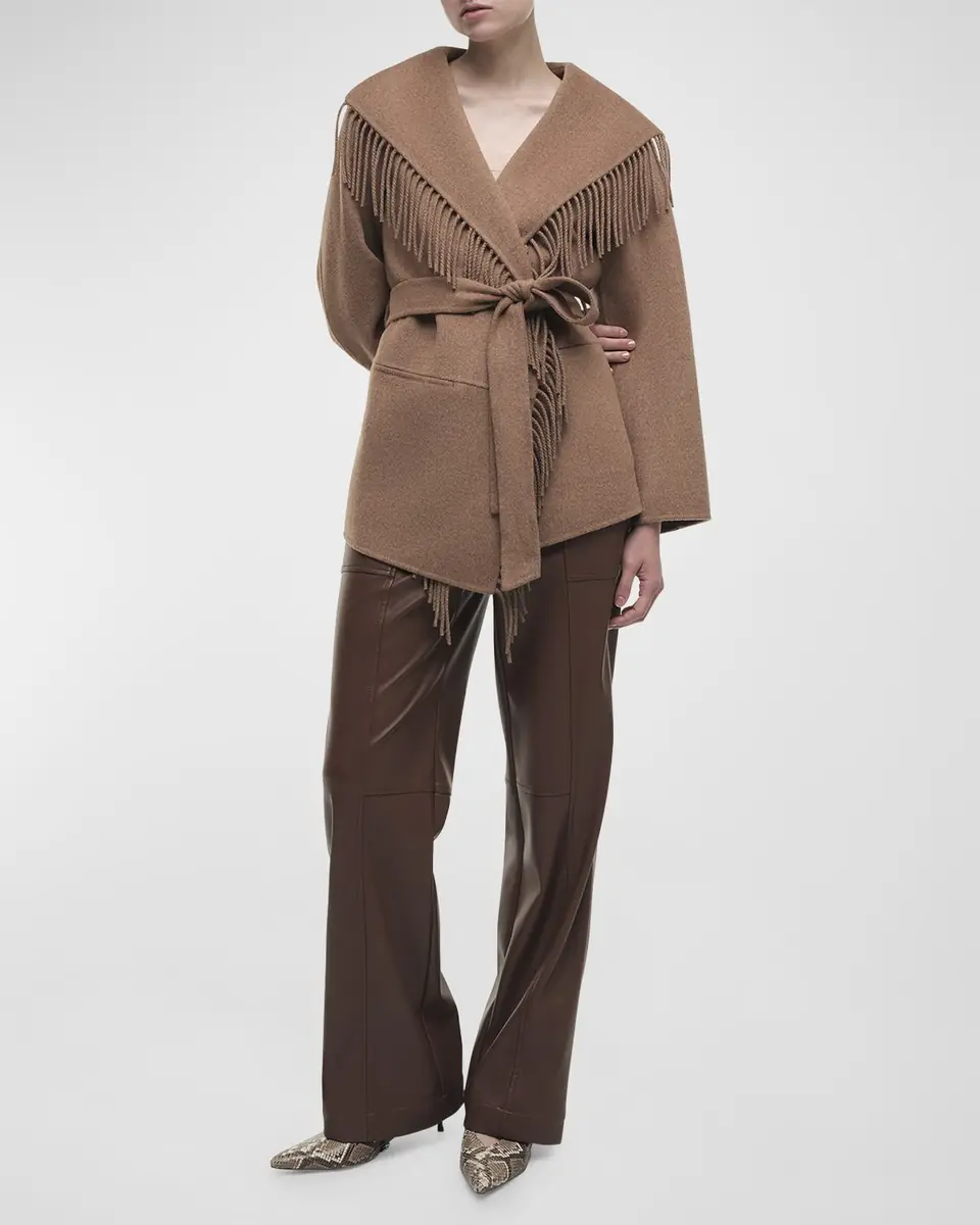 SIMKHAI Rowen Fringe Belted Wool-Blend Jacket | Thumbnail 4 SIMKHAI Rowen Fringe Belted Wool-Blend Jacket | Thumbnail 4