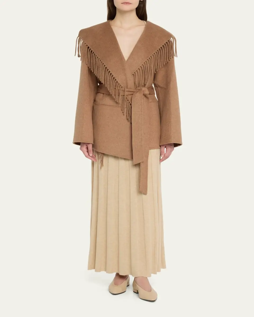 SIMKHAI Rowen Fringe Belted Wool-Blend Jacket | Thumbnail 6 SIMKHAI Rowen Fringe Belted Wool-Blend Jacket | Thumbnail 6