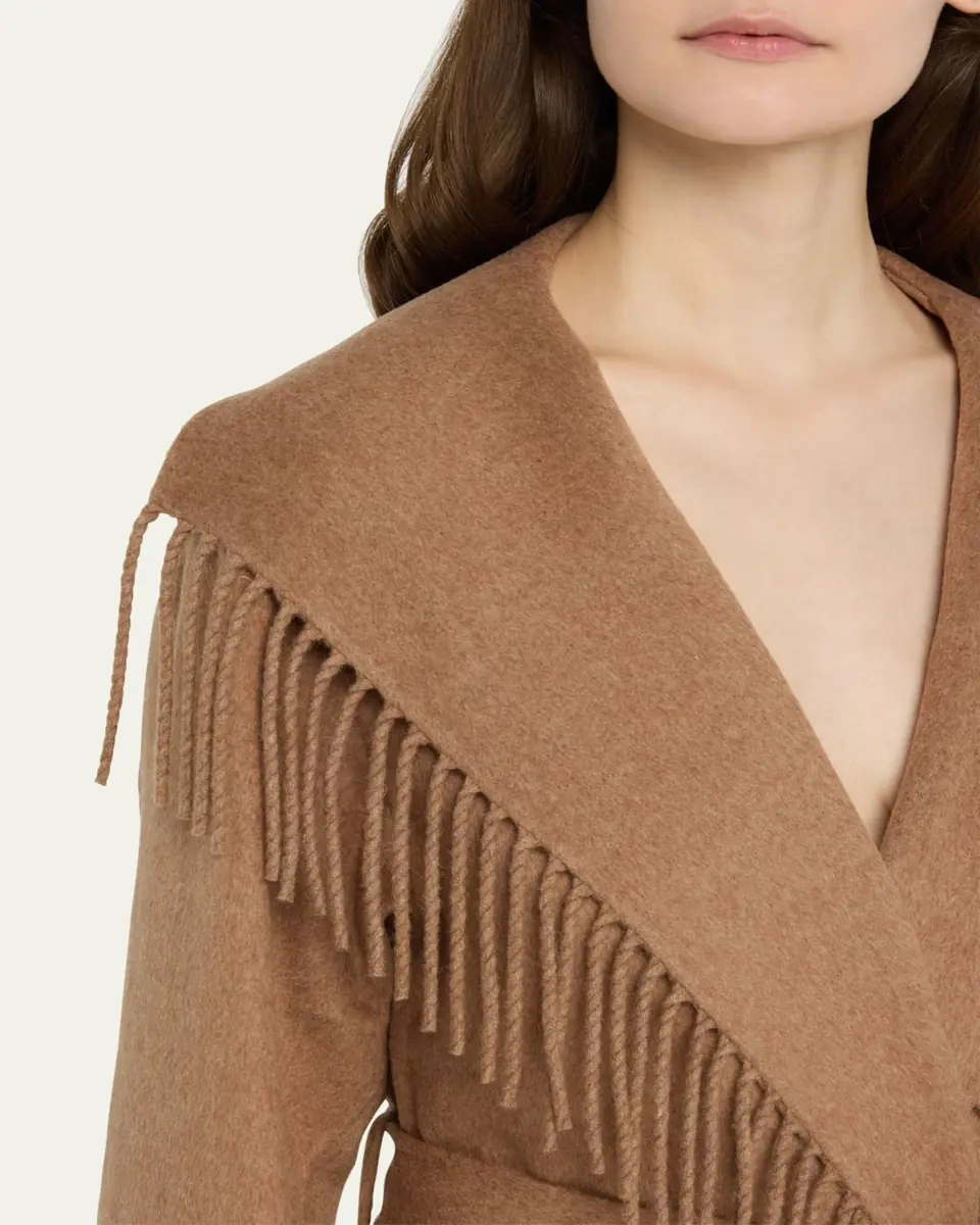 SIMKHAI Rowen Fringe Belted Wool-Blend Jacket | Thumbnail 9 SIMKHAI Rowen Fringe Belted Wool-Blend Jacket | Thumbnail 9
