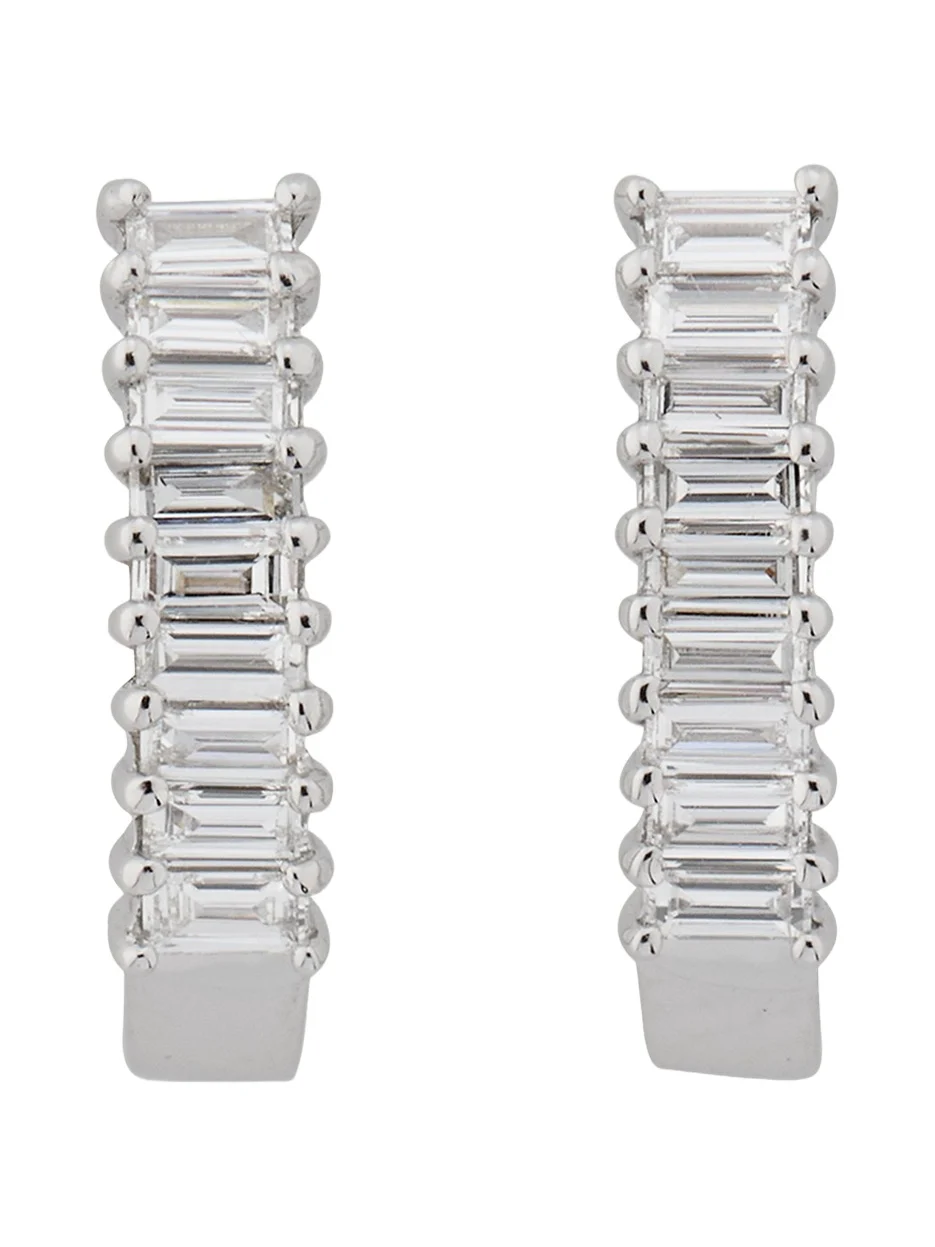 14K Gold Baguette Diamond Huggie Earrings, 0.5 tcw 14K Gold Baguette Diamond Huggie Earrings, 0.5 tcw