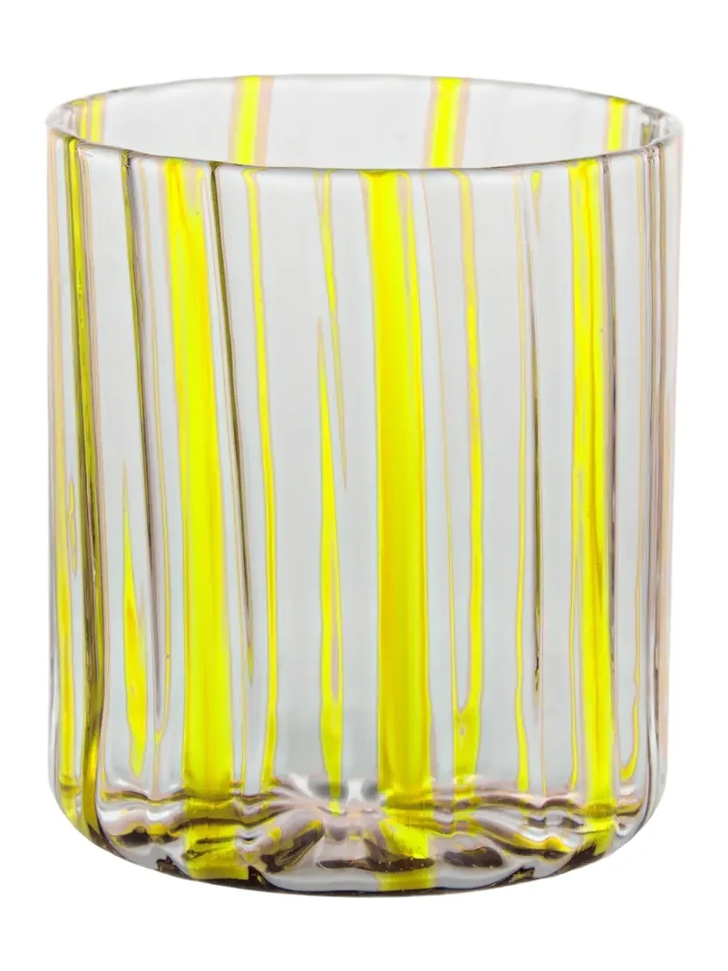 Tuttoattaccato Lemon Yellow Stripe Low Drinking Glass, 11.15 oz.