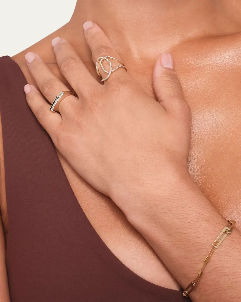 Lana 14K Gold Laser Open Interlocking Rectangle Bracelet | Thumbnail 2