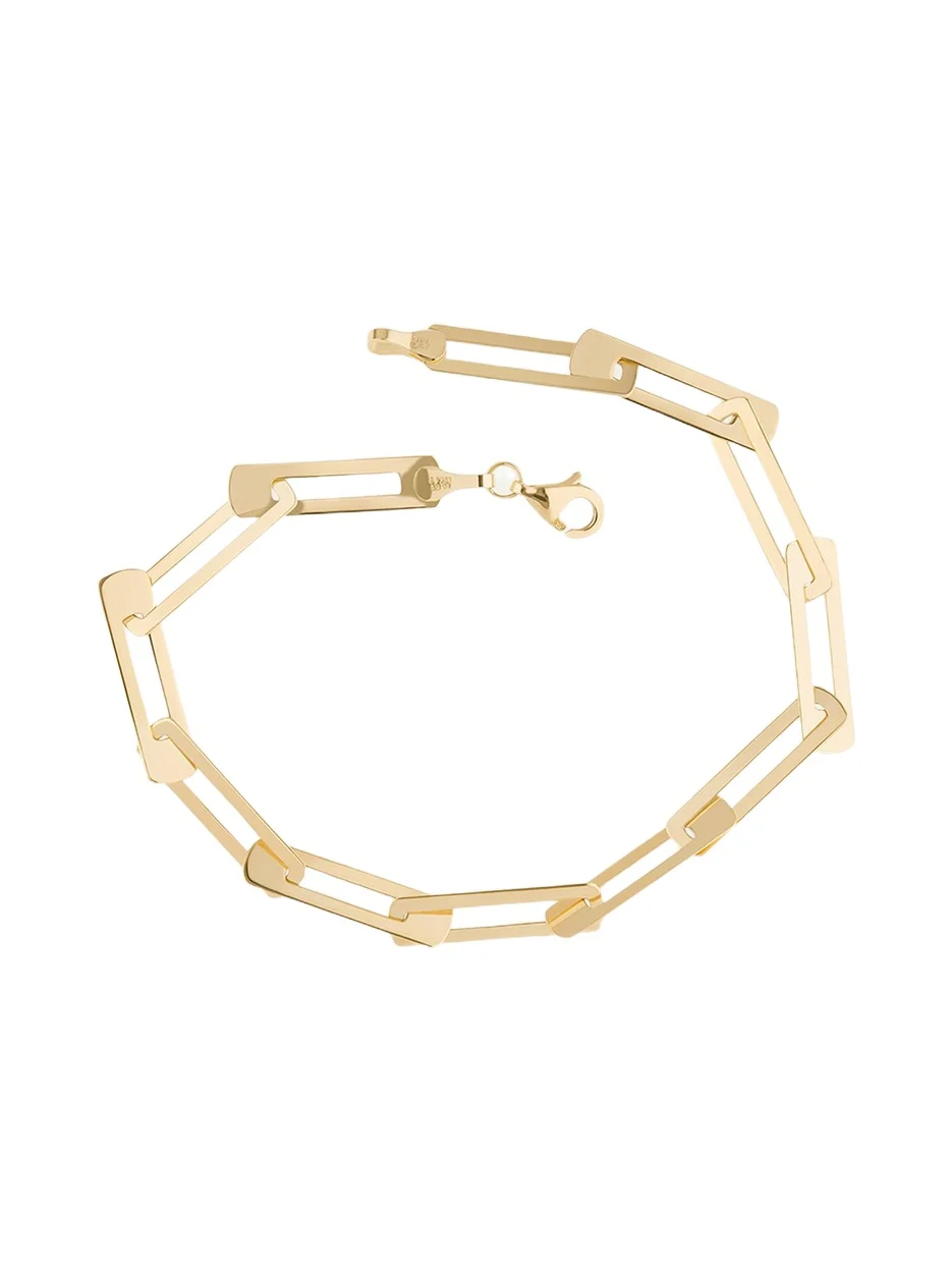 Lana 14K Gold Laser Open Interlocking Rectangle Bracelet