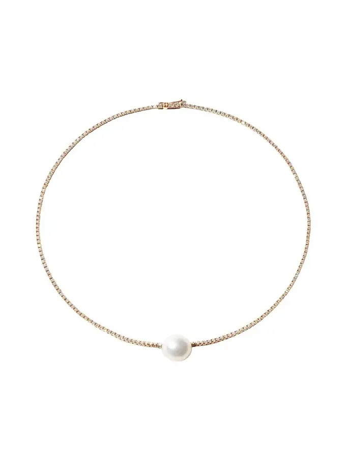 Mizuki 18K Yellow Gold Eve Necklace with 12mm South Sea Pearl, 15"L