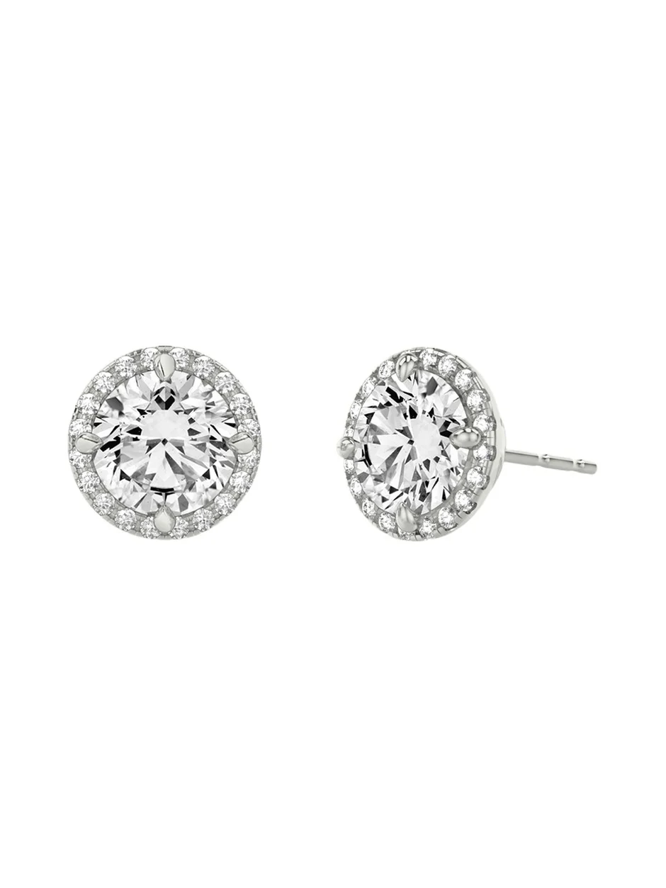14K White Gold Brilliant Round Halo Lab Grown Diamond Stud Earrings, 2.00tcw 14K White Gold Brilliant Round Halo Lab Grown Diamond Stud Earrings, 2.00tcw