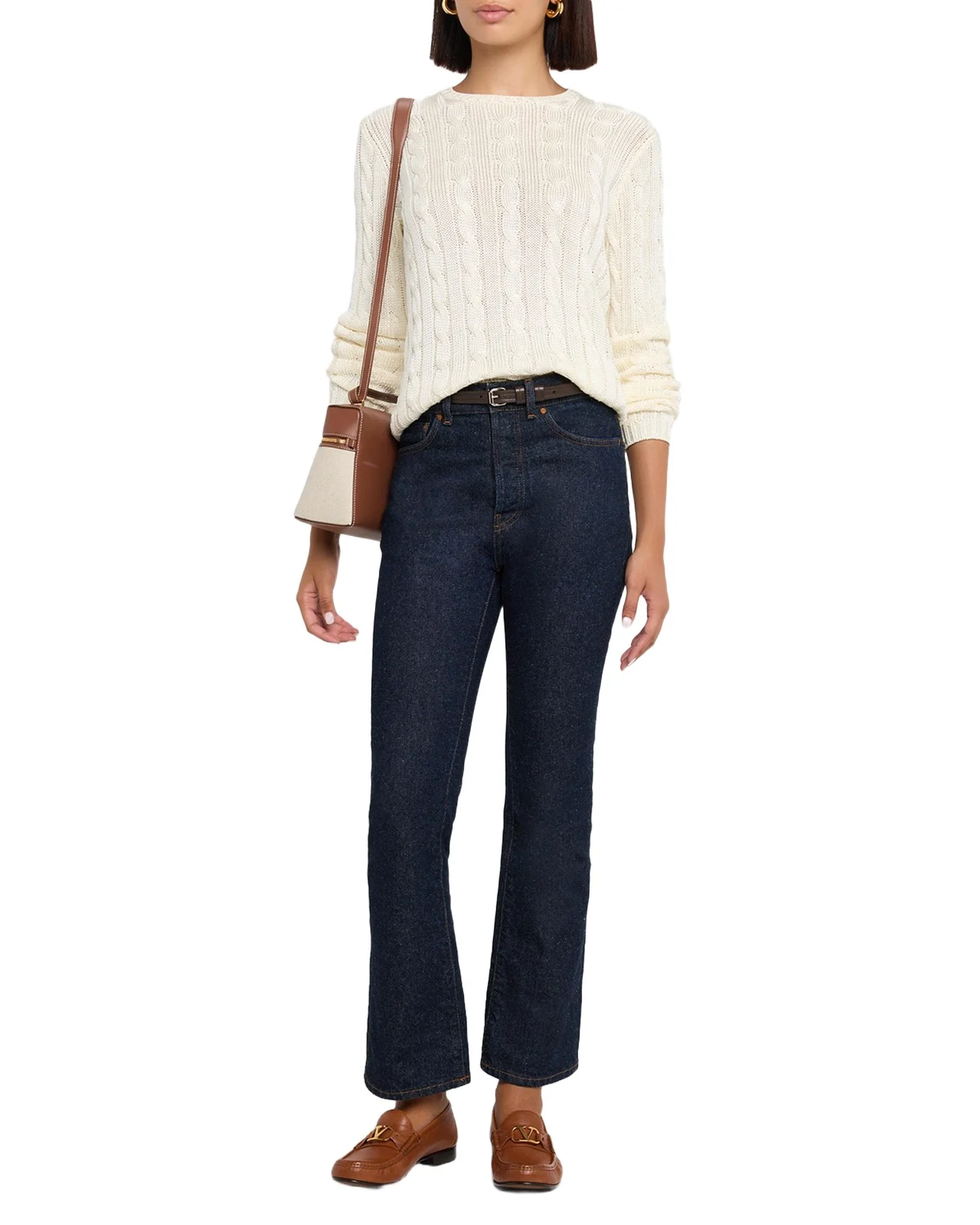 Cable-Knit Silk Crewneck Sweater