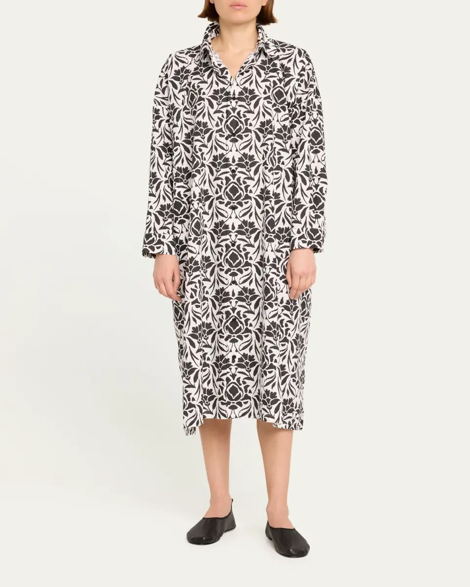 Eskandar Printed Wide A-line Shirtdress | Thumbnail 2