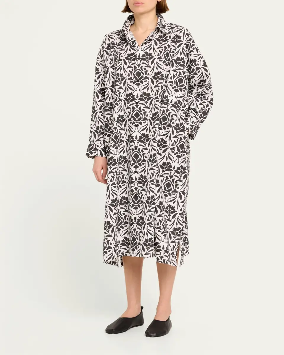 Eskandar Printed Wide A-line Shirtdress | Thumbnail 4