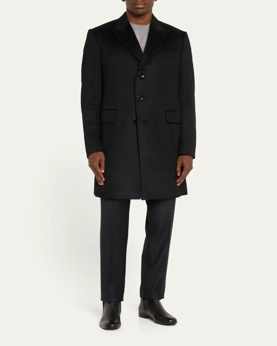 Tom Ford Men's Solid Cashmere Overcoat | Thumbnail 4