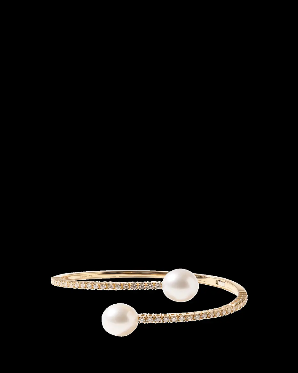 Mizuki 18K Yellow Gold Double South Sea Pearl and Diamond Cuff Bracelet | Thumbnail 2