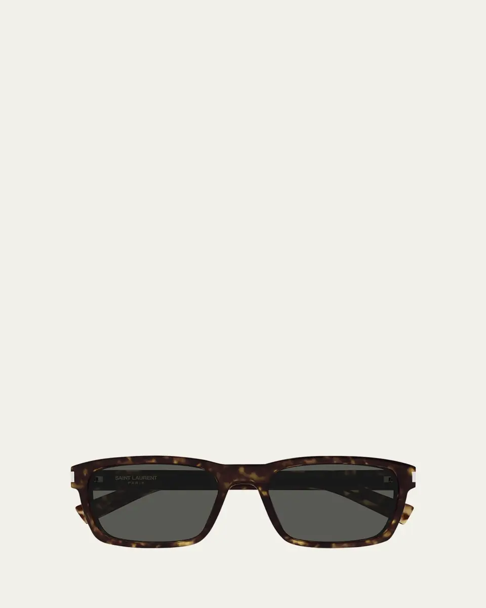 Saint Laurent Men's Rectangle Acetate Sunglasses with Logo Detail | Thumbnail 3 Saint Laurent Men's Rectangle Acetate Sunglasses with Logo Detail | Thumbnail 3