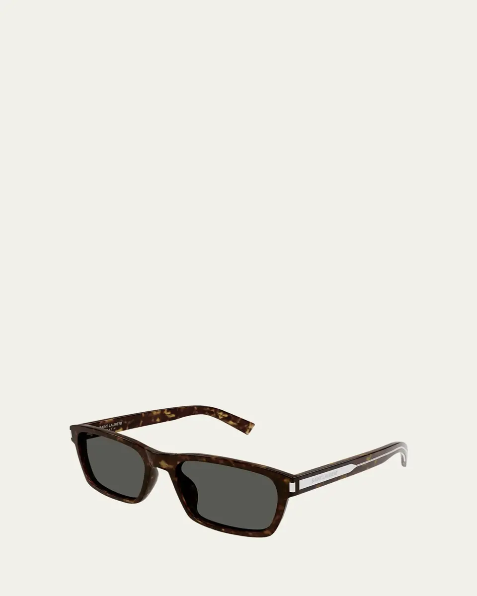 Saint Laurent Men's Rectangle Acetate Sunglasses with Logo Detail | Thumbnail 4 Saint Laurent Men's Rectangle Acetate Sunglasses with Logo Detail | Thumbnail 4
