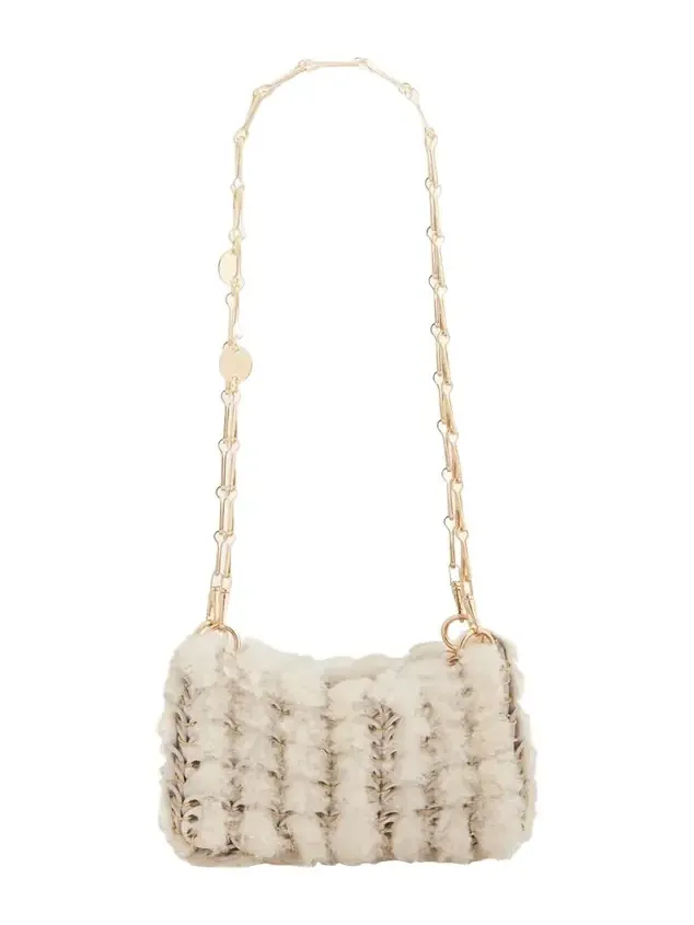 Nano Disc Shearling Shoulder Bag