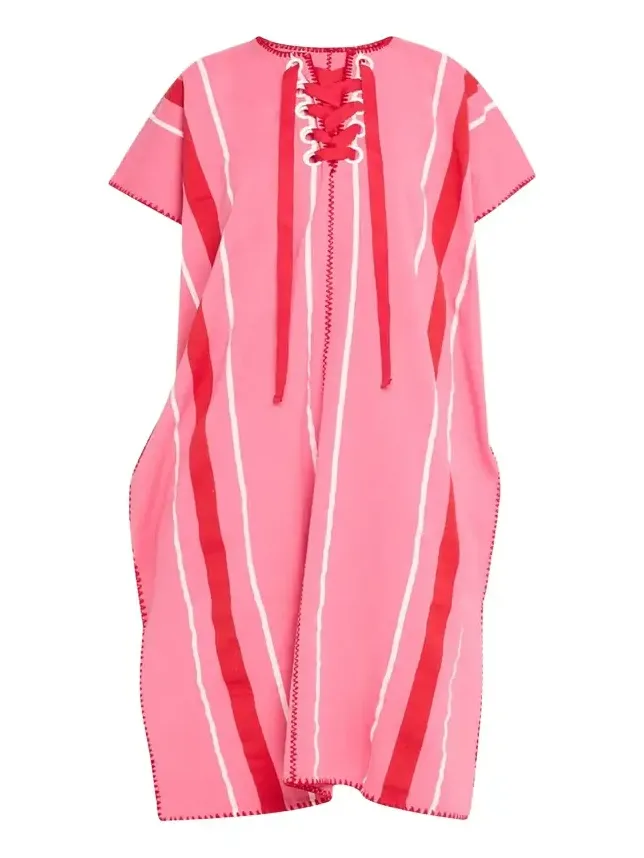 Pippa Holt Two-Panel Striped Midi Kaftan with Laced Detailing