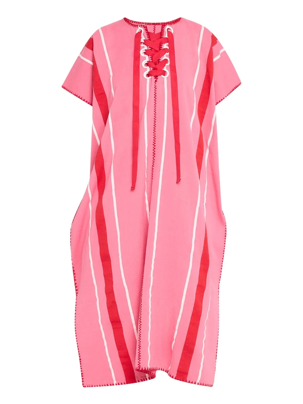 Pippa Holt Two-Panel Striped Midi Kaftan with Laced Detailing