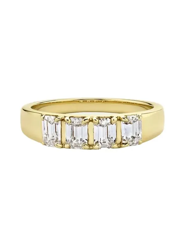 14K Gold Lab Grown Diamond Emerald Tetrad Ring, 1.00tcw