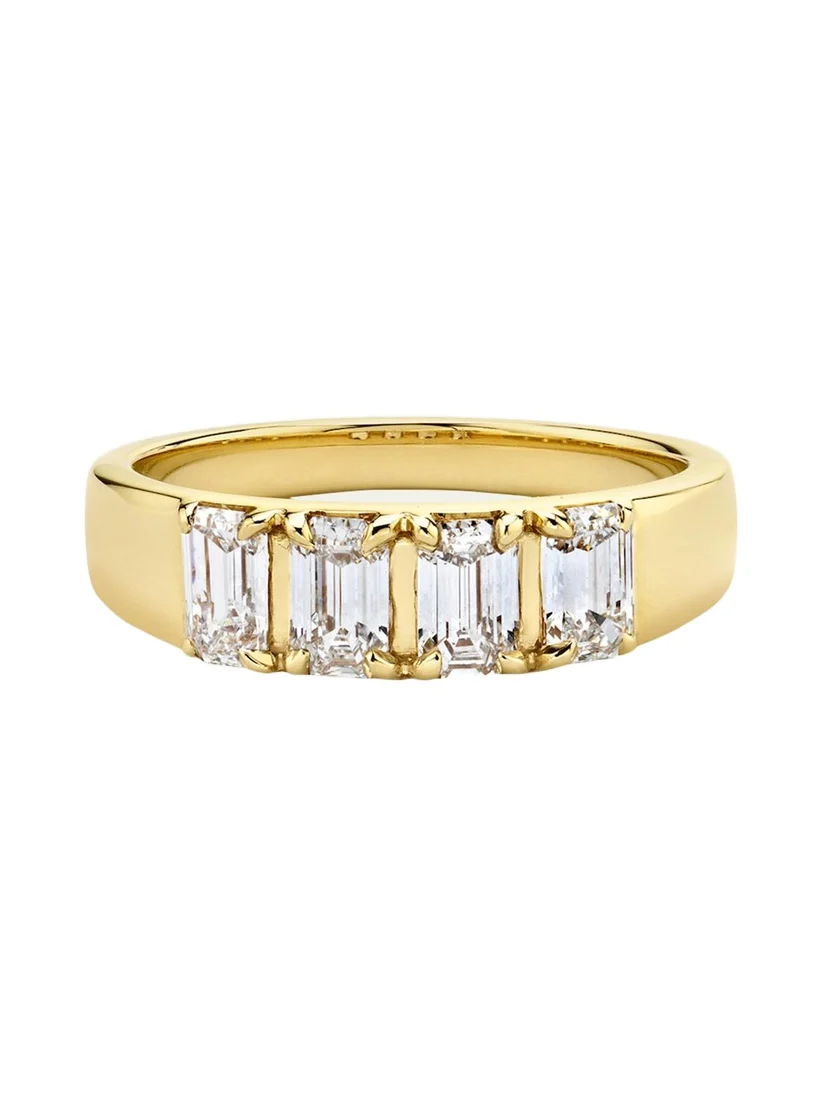 14K Gold Lab Grown Diamond Emerald Tetrad Ring, 1.00tcw 14K Gold Lab Grown Diamond Emerald Tetrad Ring, 1.00tcw