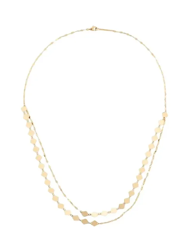 14K Yellow Gold Laser Kite Blake Chain Double-Strand Necklace, 18"L