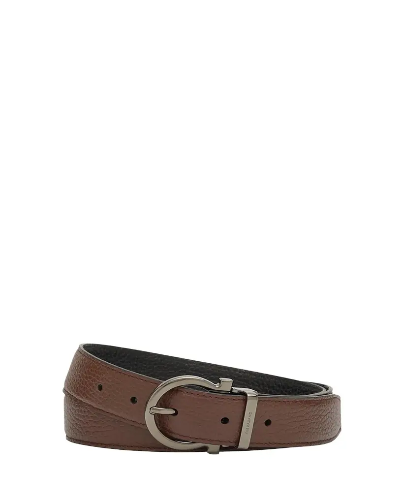 Ferragamo Men's Gancio-Buckle Reversible Leather Belt | Image 1 Ferragamo Men's Gancio-Buckle Reversible Leather Belt | Image 1