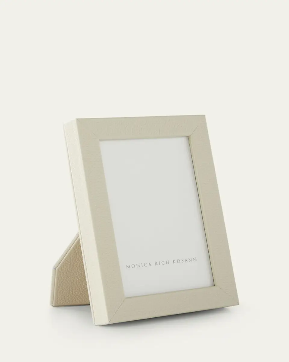 MONICA RICH KOSANN Cream Pebbled Leather Frame, 4" x 6" | Thumbnail 2