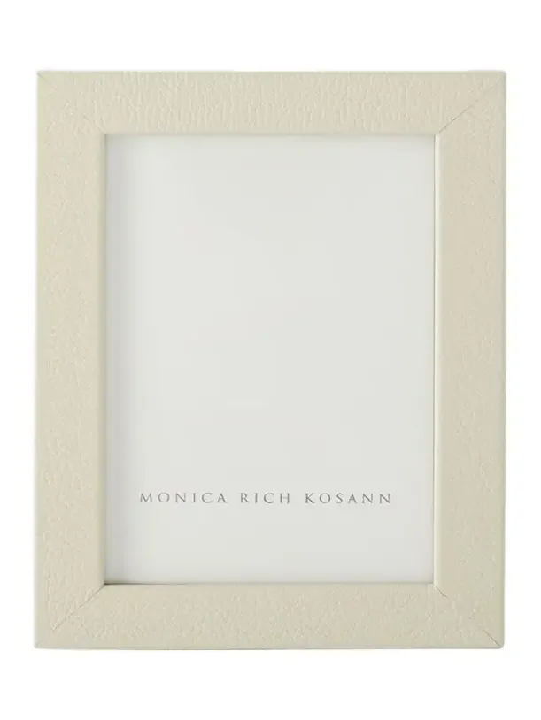 MONICA RICH KOSANN Cream Pebbled Leather Frame, 4" x 6"