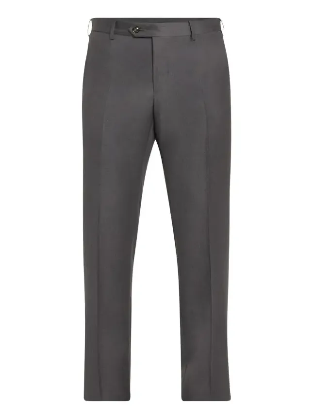 Men's Solid Wool Flat-Front Trousers