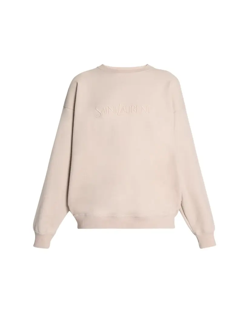 Saint Laurent Logo Cotton Crew Sweatshirt | Image 1 Saint Laurent Logo Cotton Crew Sweatshirt | Image 1