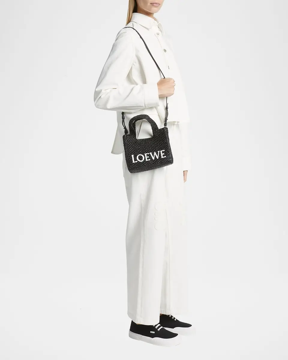 LOEWE x Paula's Ibiza Font Logo Mini Tote Bag in Raffia | Thumbnail 9 LOEWE x Paula's Ibiza Font Logo Mini Tote Bag in Raffia | Thumbnail 9