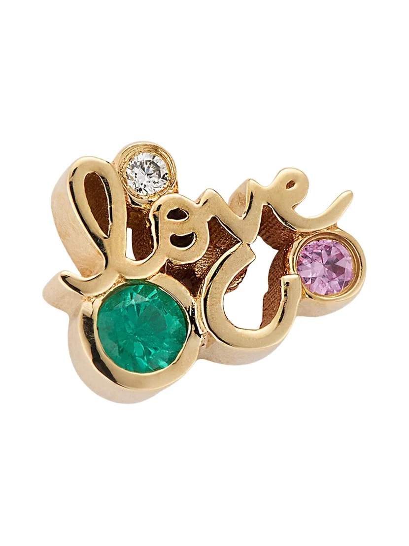 Sydney Evan 14k Gold Lucky Love Iconography Cluster Stud