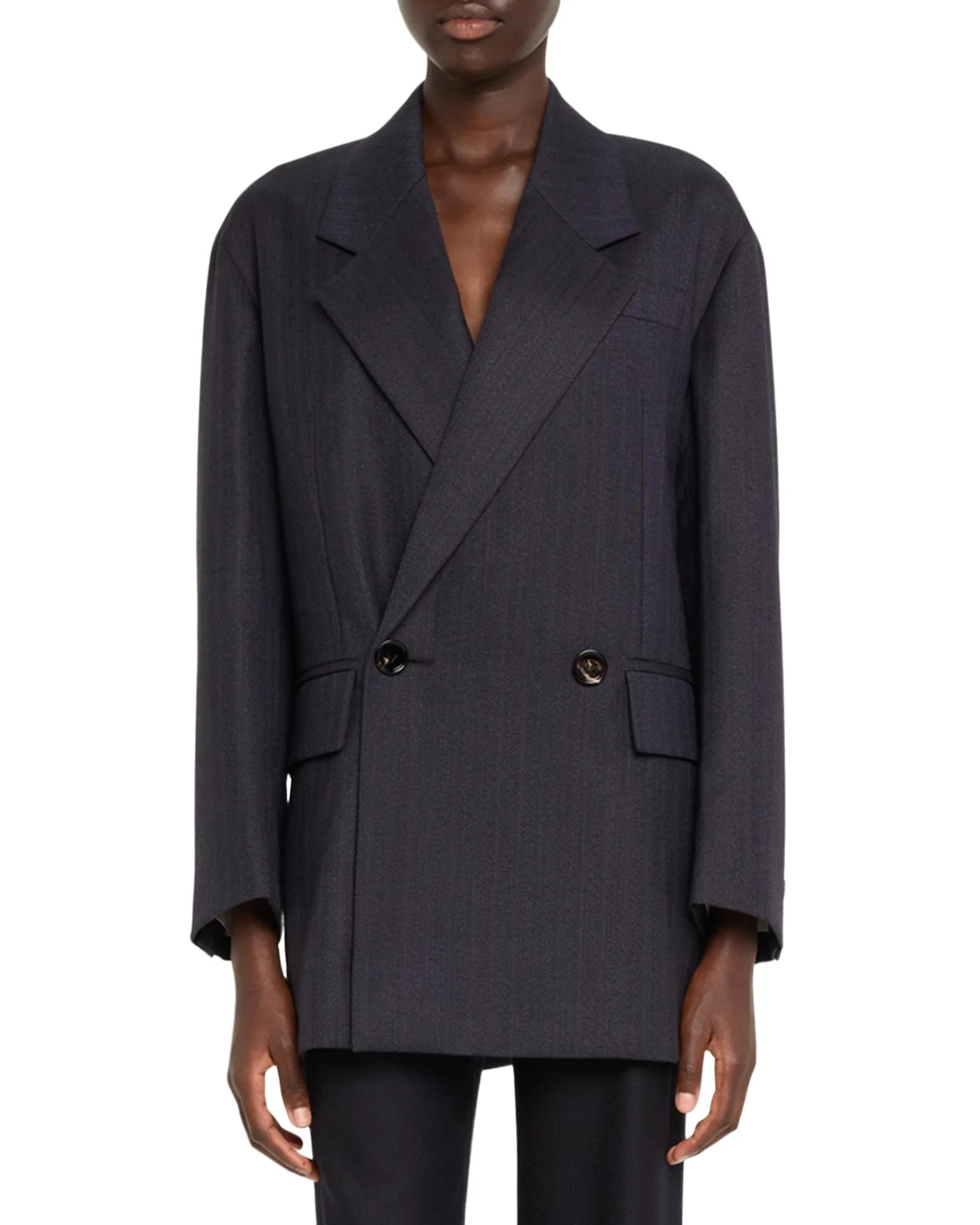 Subtle Stripe Double-Breasted Wool Jacket Subtle Stripe Double-Breasted Wool Jacket