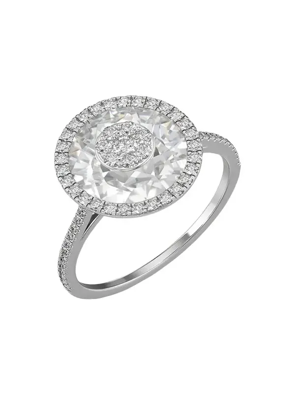 Bhansali 18K White Gold 10mm Halo Ring with Diamonds