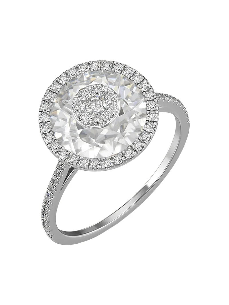 18K White Gold 10mm Halo Ring with Diamonds 18K White Gold 10mm Halo Ring with Diamonds