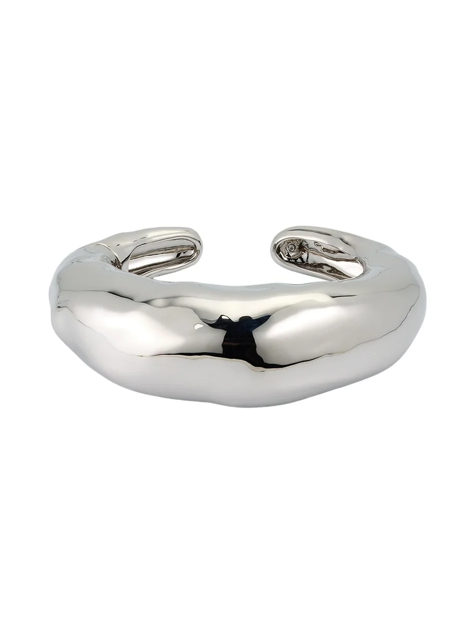 ALEXIS BITTAR Large Molten Silver-Tone Hinged Cuff Bracelet