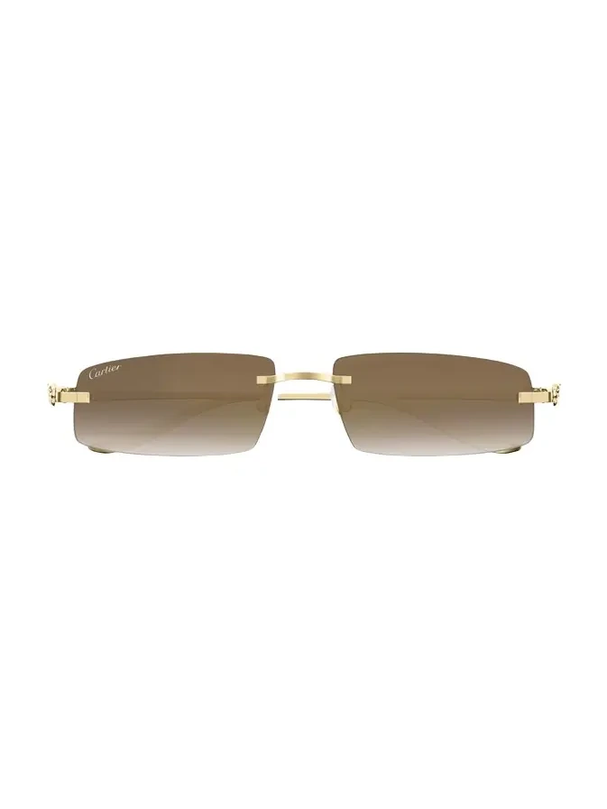 Panthère Rimless Rectangular Sunglasses in Gold Metal Panthère Rimless Rectangular Sunglasses in Gold Metal
