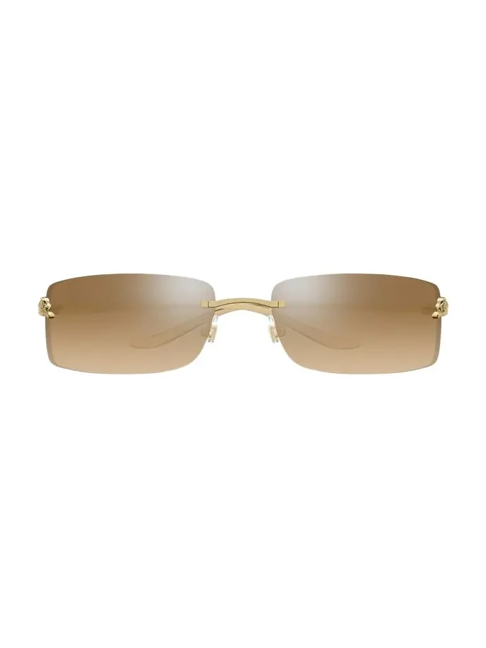 Panthère Rimless Rectangular Sunglasses in Silver Metal Panthère Rimless Rectangular Sunglasses in Silver Metal