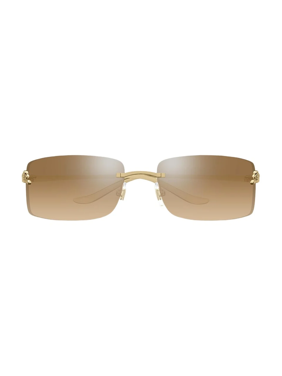 Cartier Panthère Rimless Rectangular Sunglasses in Silver Metal