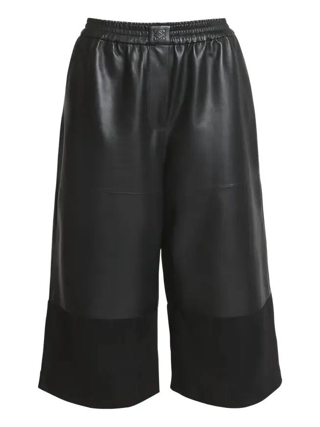 Cropped Leather and Suede Trousers