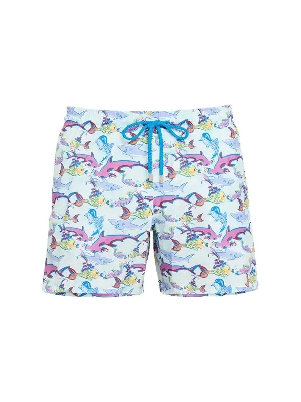 Men's Allover Fish-Print Swim Shorts Men's Allover Fish-Print Swim Shorts