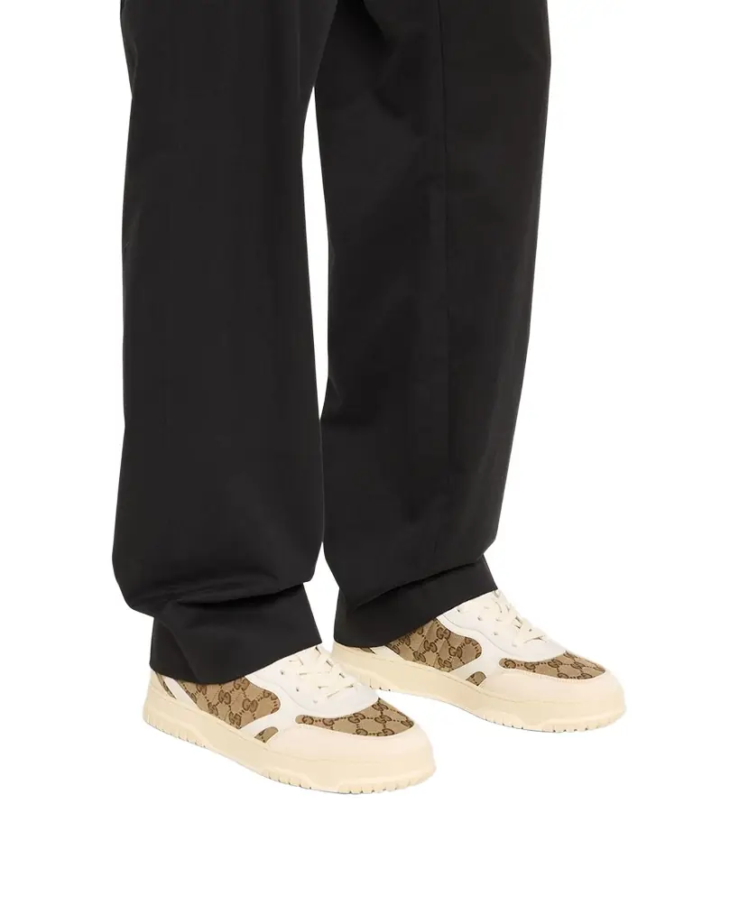 Gucci Men's Re-Web GG Supreme Canvas and Leather Sneakers | Image 1 Gucci Men's Re-Web GG Supreme Canvas and Leather Sneakers | Image 1